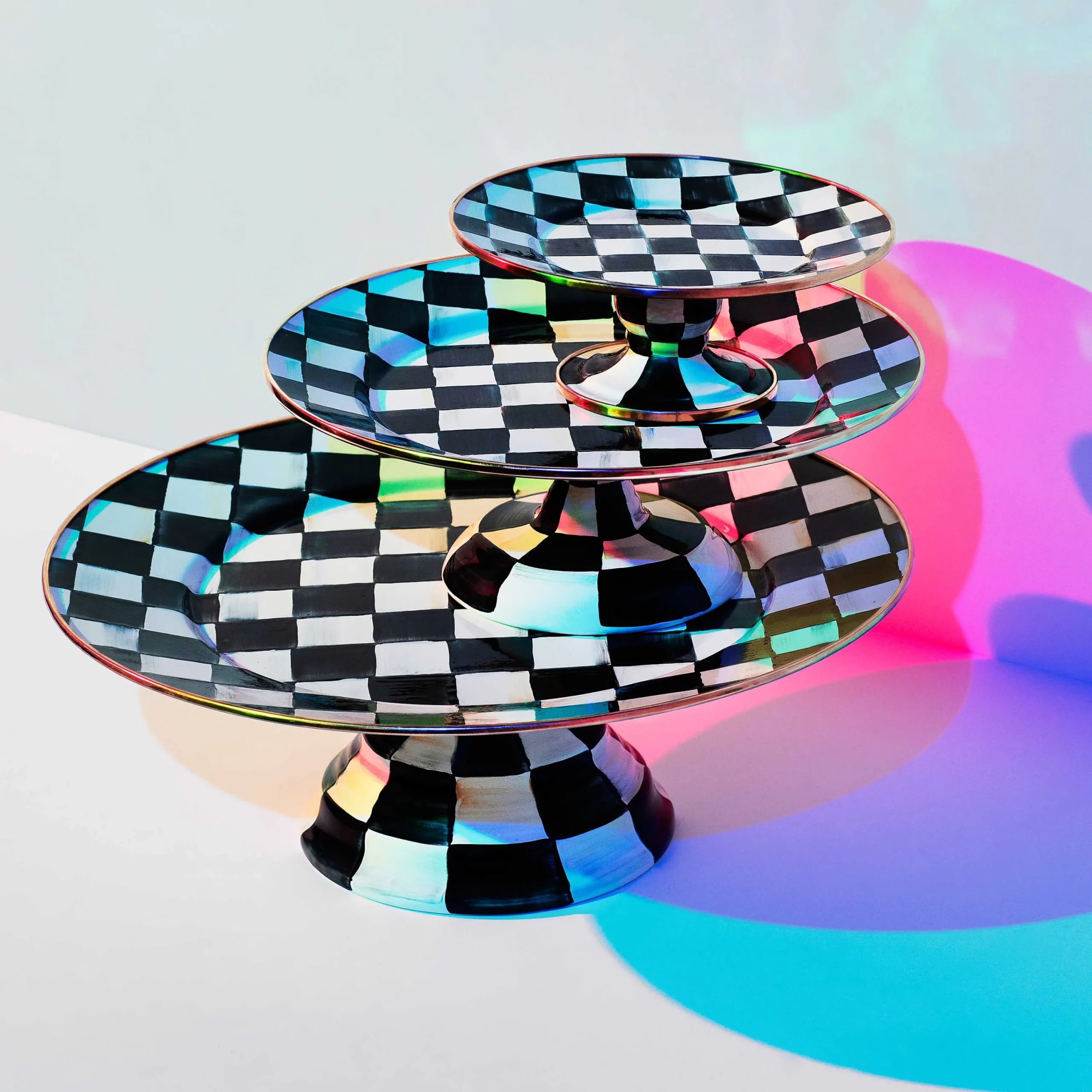 MacKenzie-Childs Courtly Check Mini Pedestal Platter| Serveware