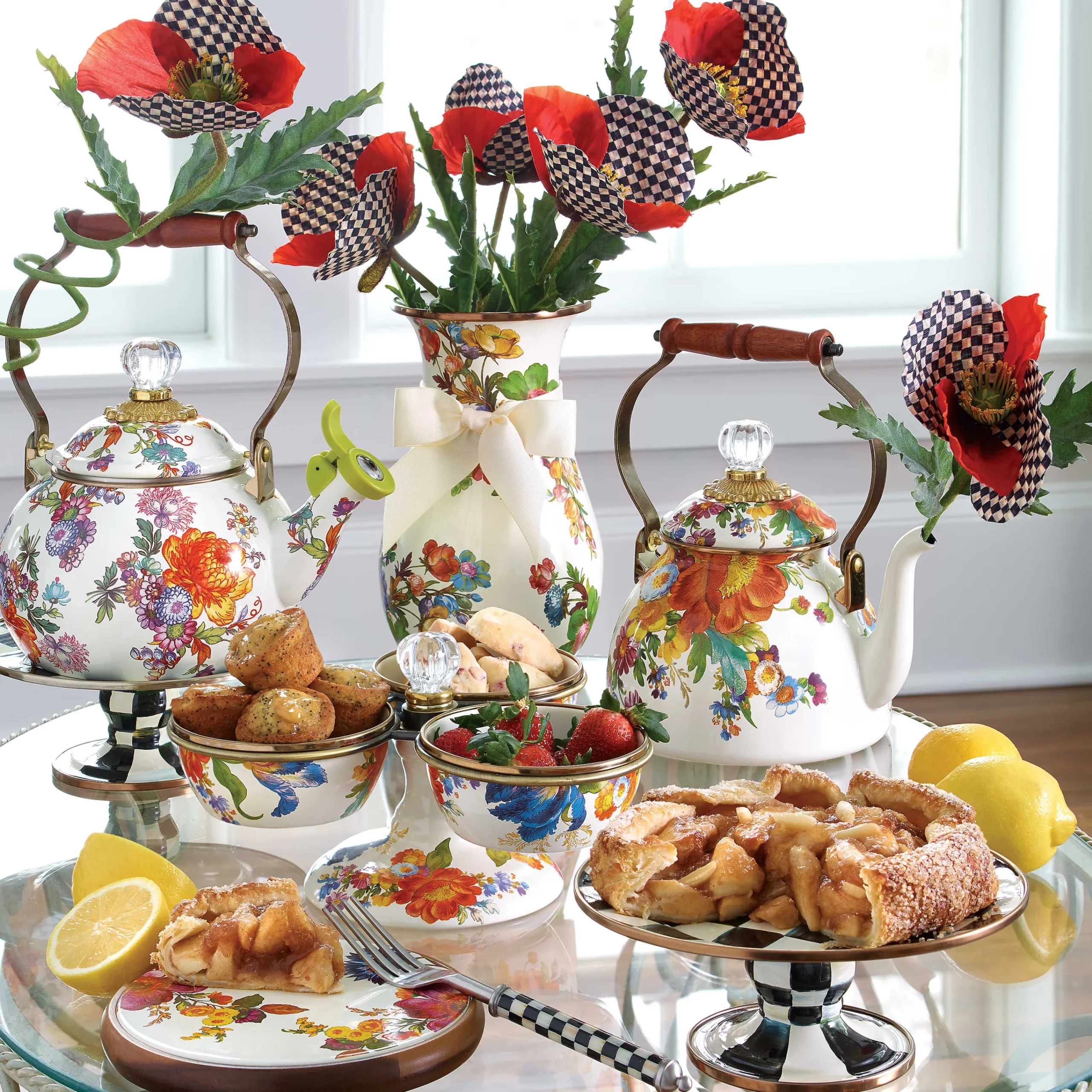MacKenzie-Childs Courtly Check Mini Pedestal Platter| Serveware