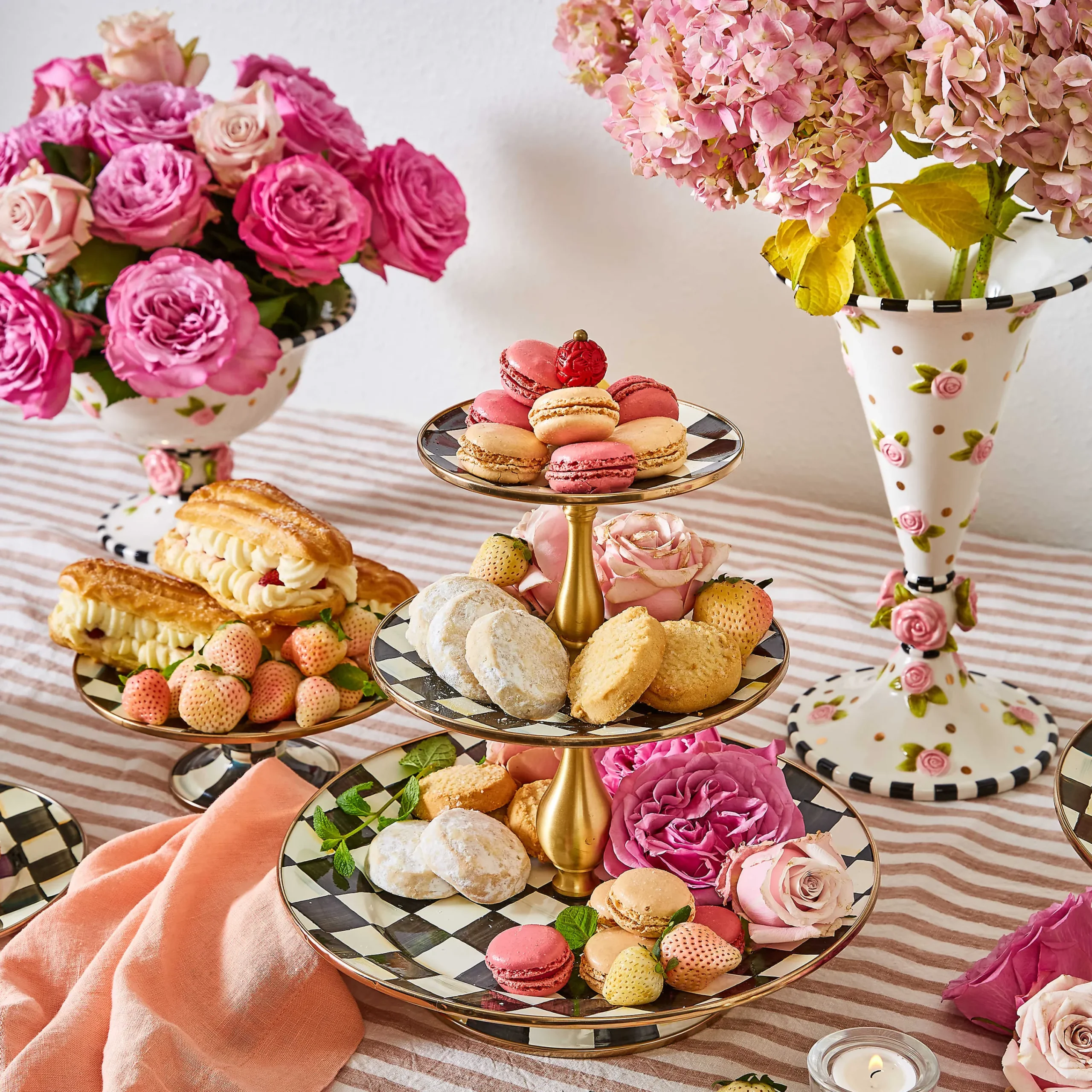 MacKenzie-Childs Courtly Check Mini Pedestal Platter| Serveware