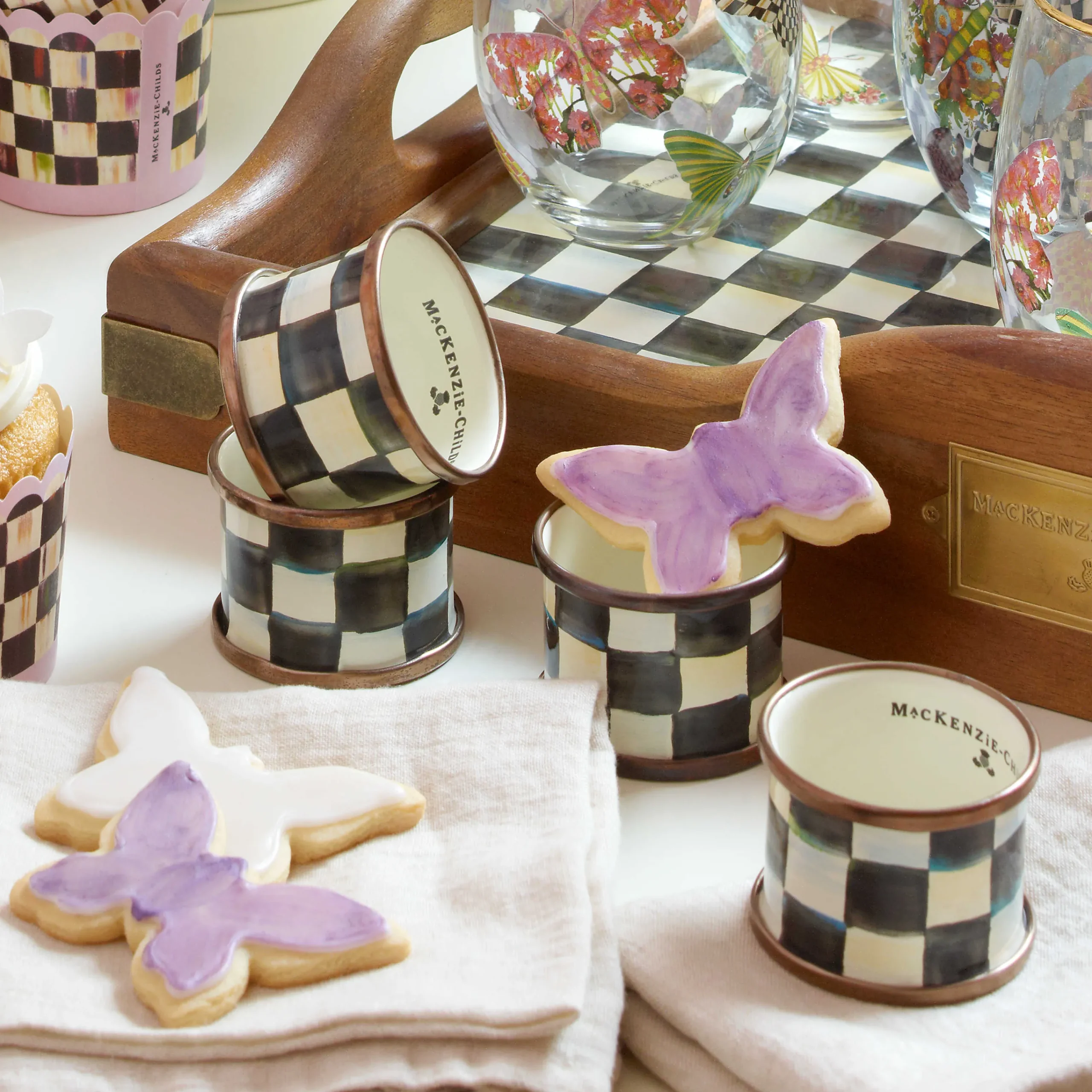 MacKenzie-Childs Courtly Check Napkin Rings, Set of 4| Table Accessories|Kitchen & Table Linens