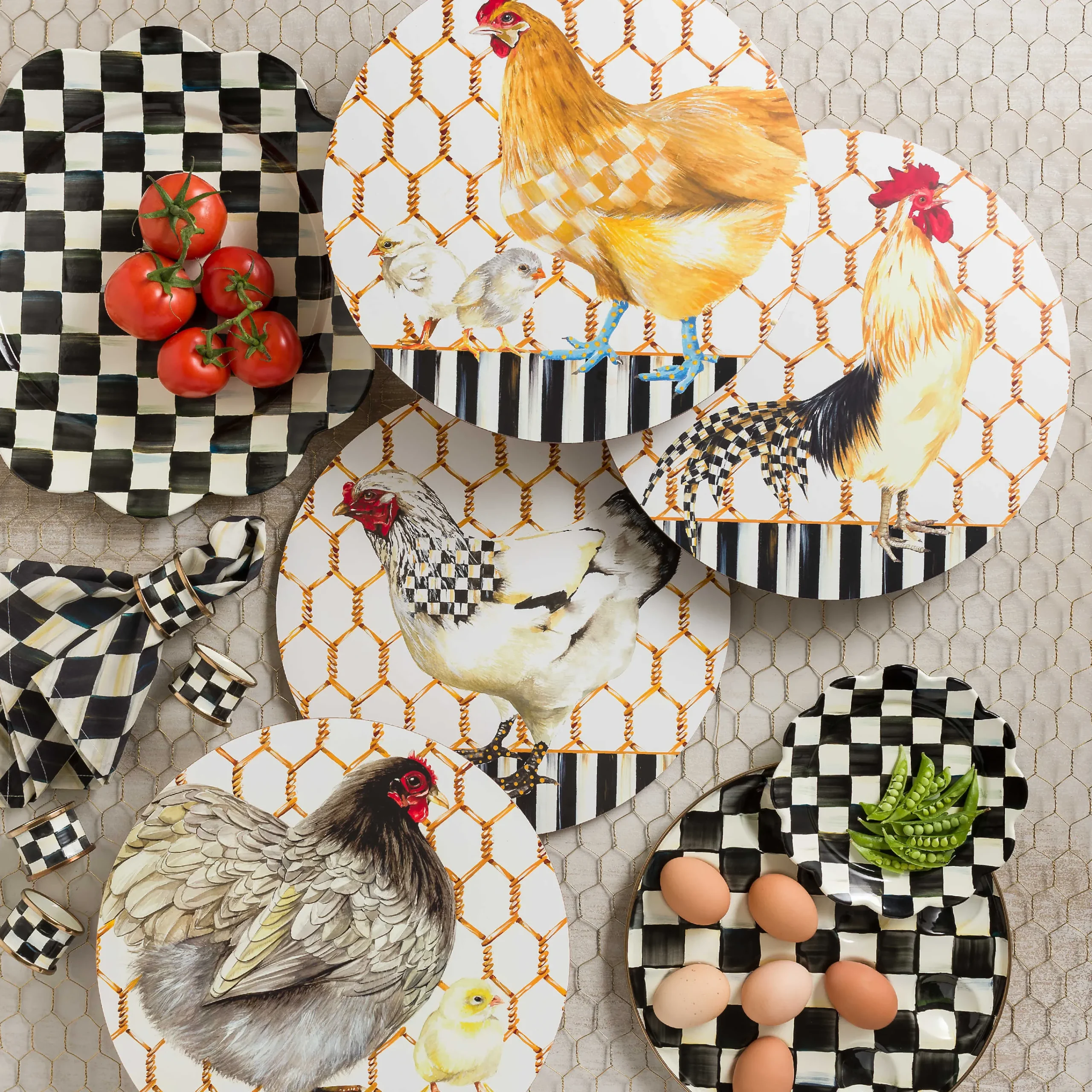 MacKenzie-Childs Courtly Check Napkin Rings, Set of 4| Table Accessories|Kitchen & Table Linens