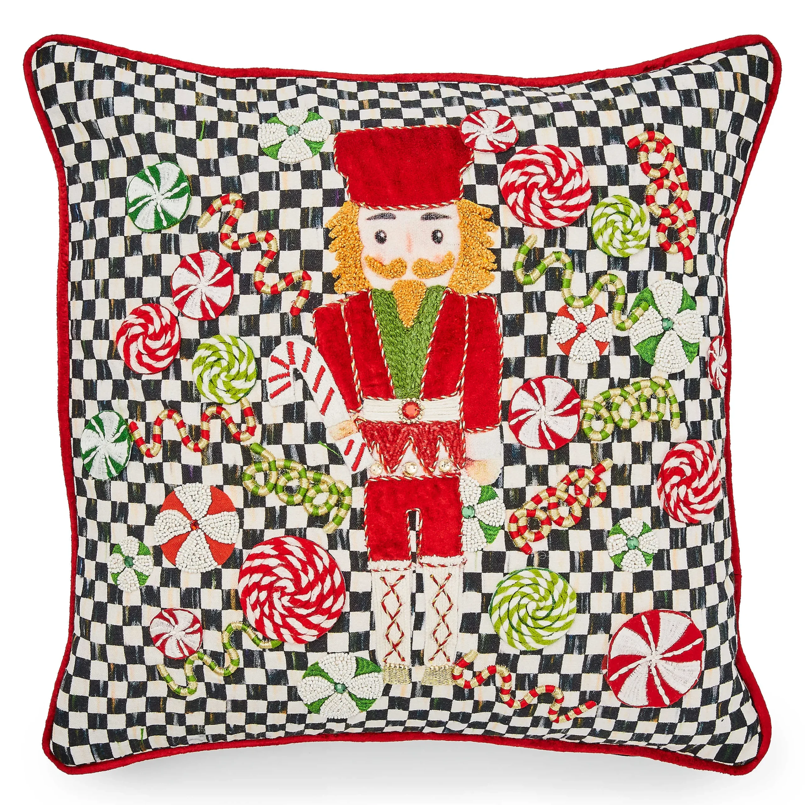 MacKenzie-Childs Courtly Check Nutcracker Throw Pillow| Pillows, Throws, & Cushions