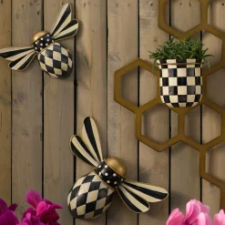 MacKenzie-Childs Courtly Check Outdoor Bee Wall Decor, Set of 2| Spring|Outdoor