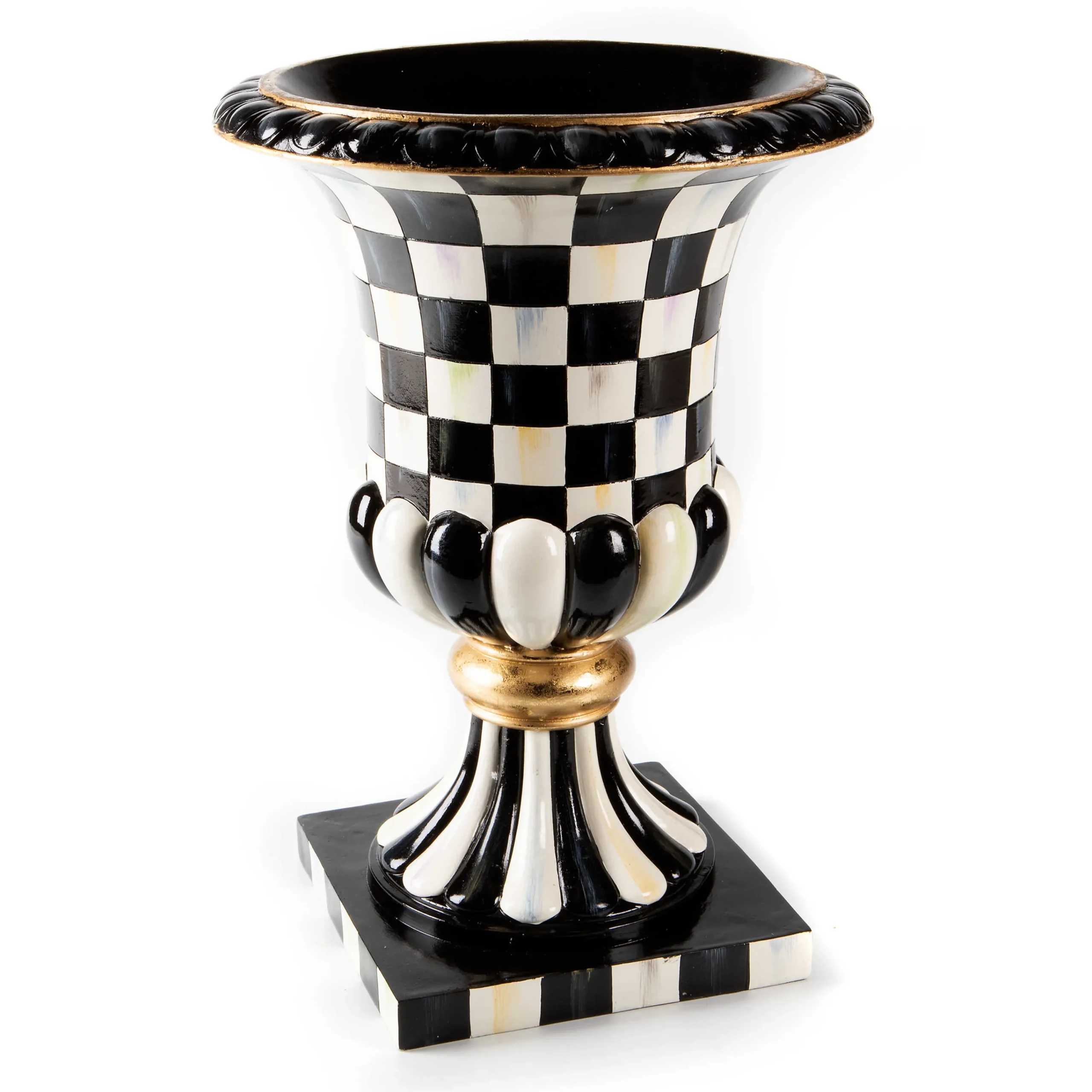 MacKenzie-Childs Courtly Check Pedestal Tabletop Urn| Outdoor