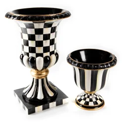 MacKenzie-Childs Courtly Check Pedestal Tabletop Urn| Outdoor