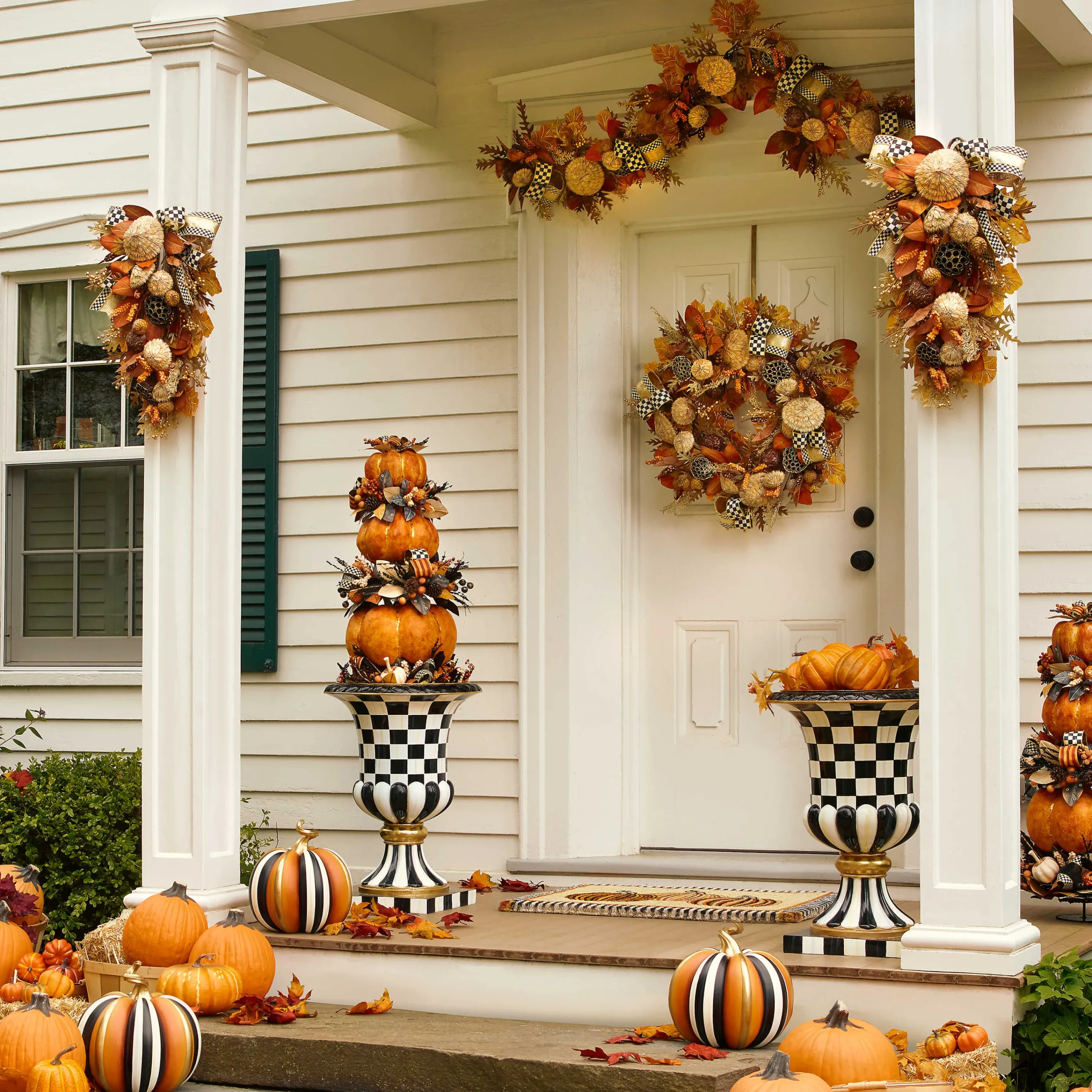 MacKenzie-Childs Courtly Check Pedestal Urn| Spring|Outdoor