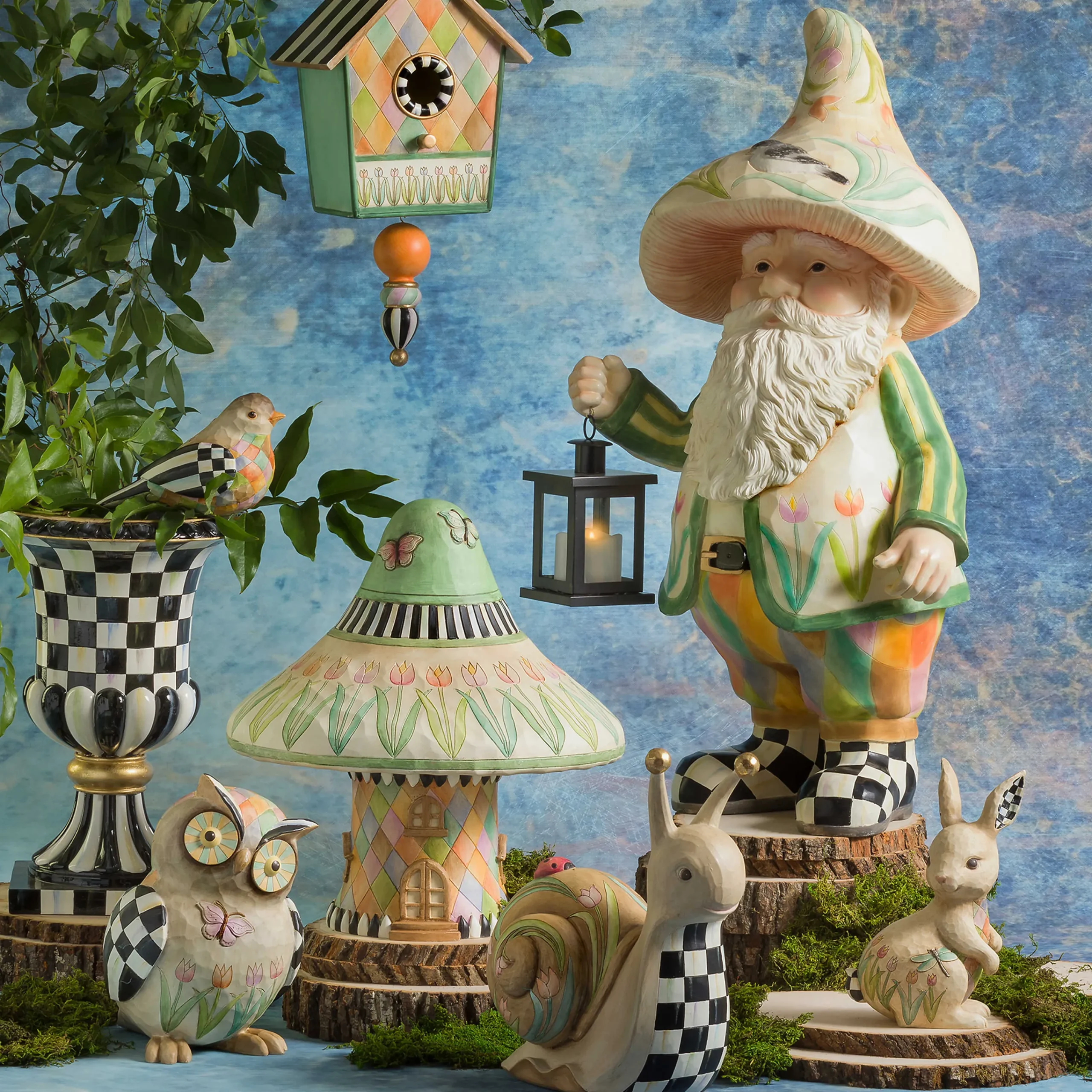 MacKenzie-Childs Courtly Check Pedestal Urn| Spring|Outdoor