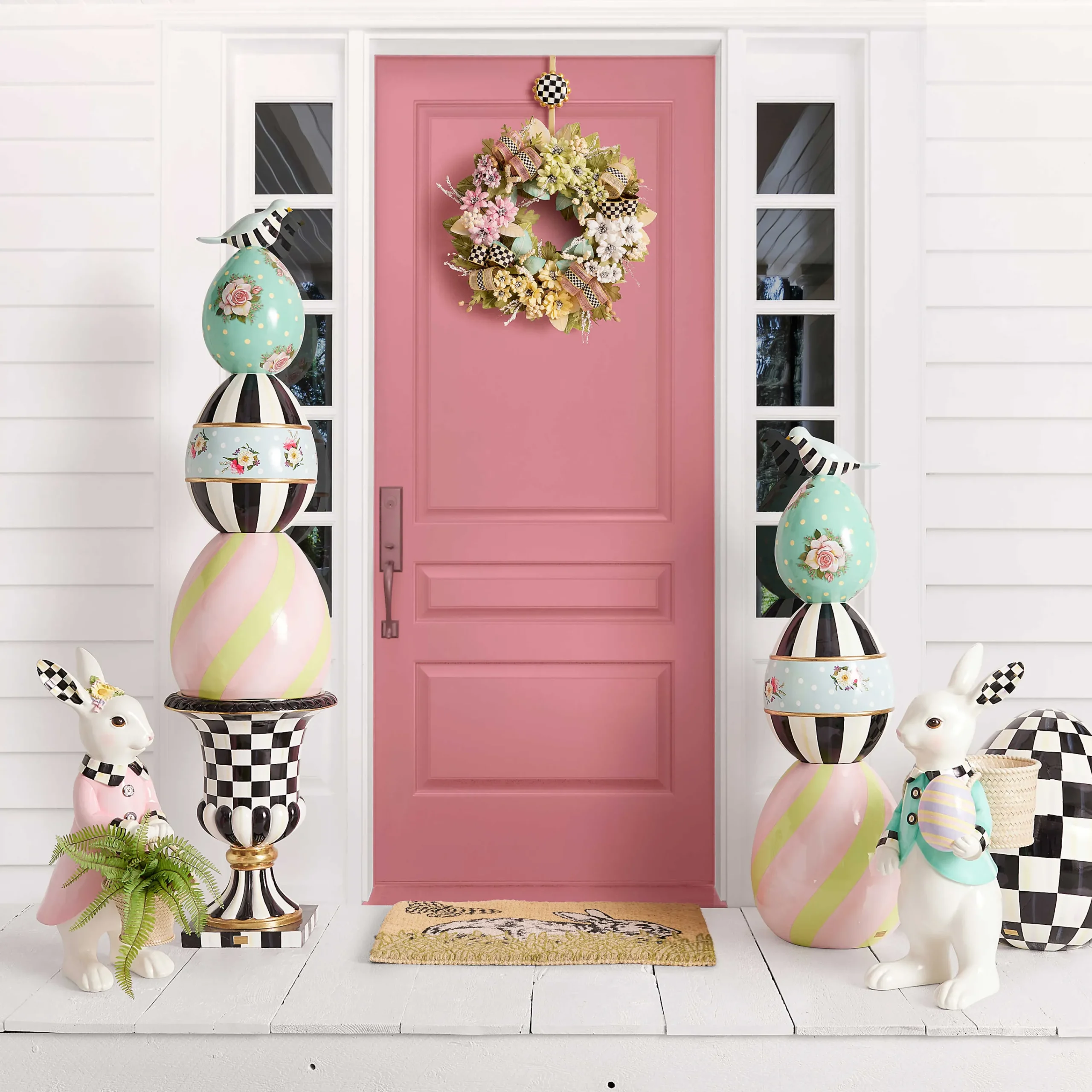 MacKenzie-Childs Courtly Check Pedestal Urn| Spring|Outdoor