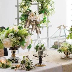 MacKenzie-Childs Courtly Check Pedestal with Cloche| Room Accents