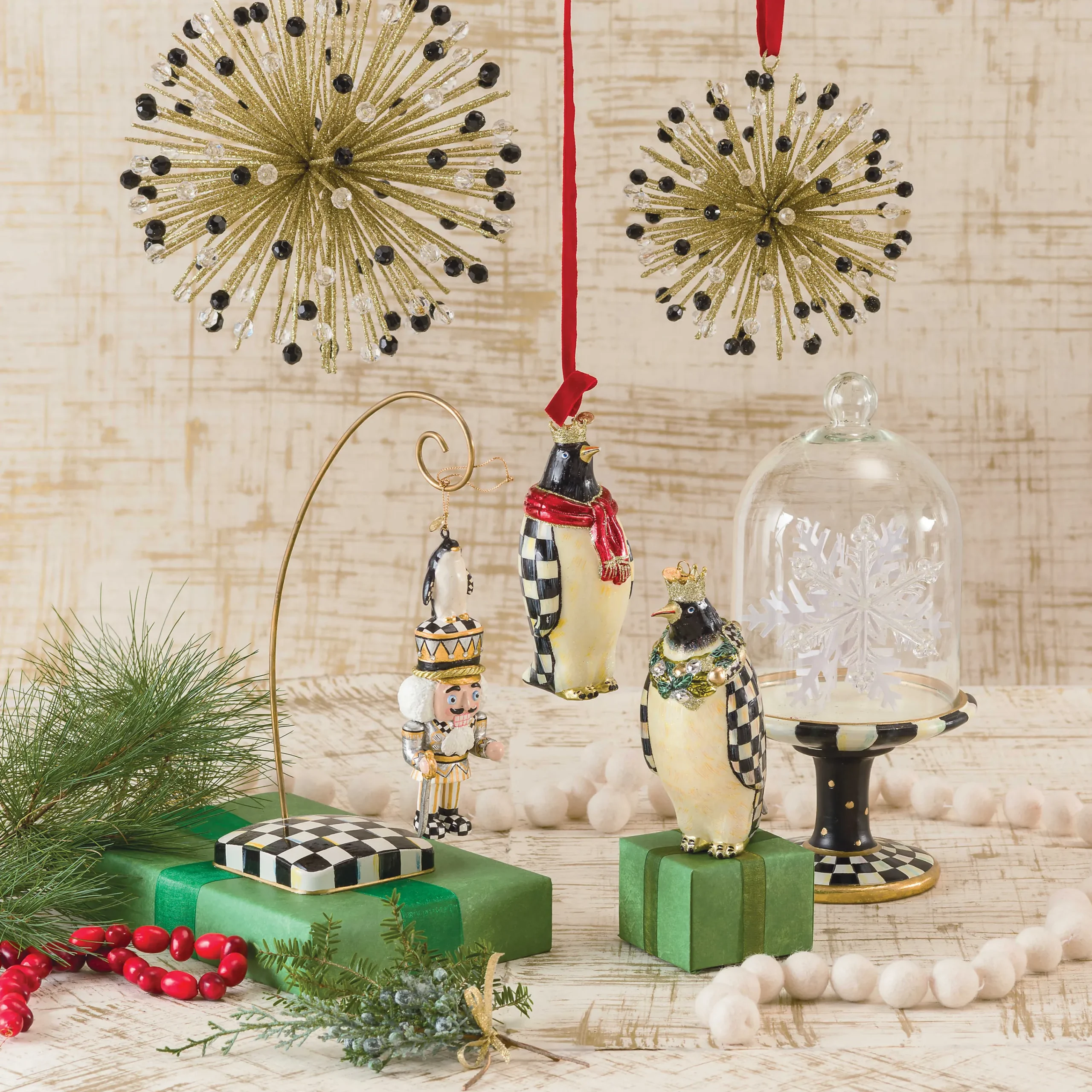 MacKenzie-Childs Courtly Check Pedestal with Cloche| Room Accents