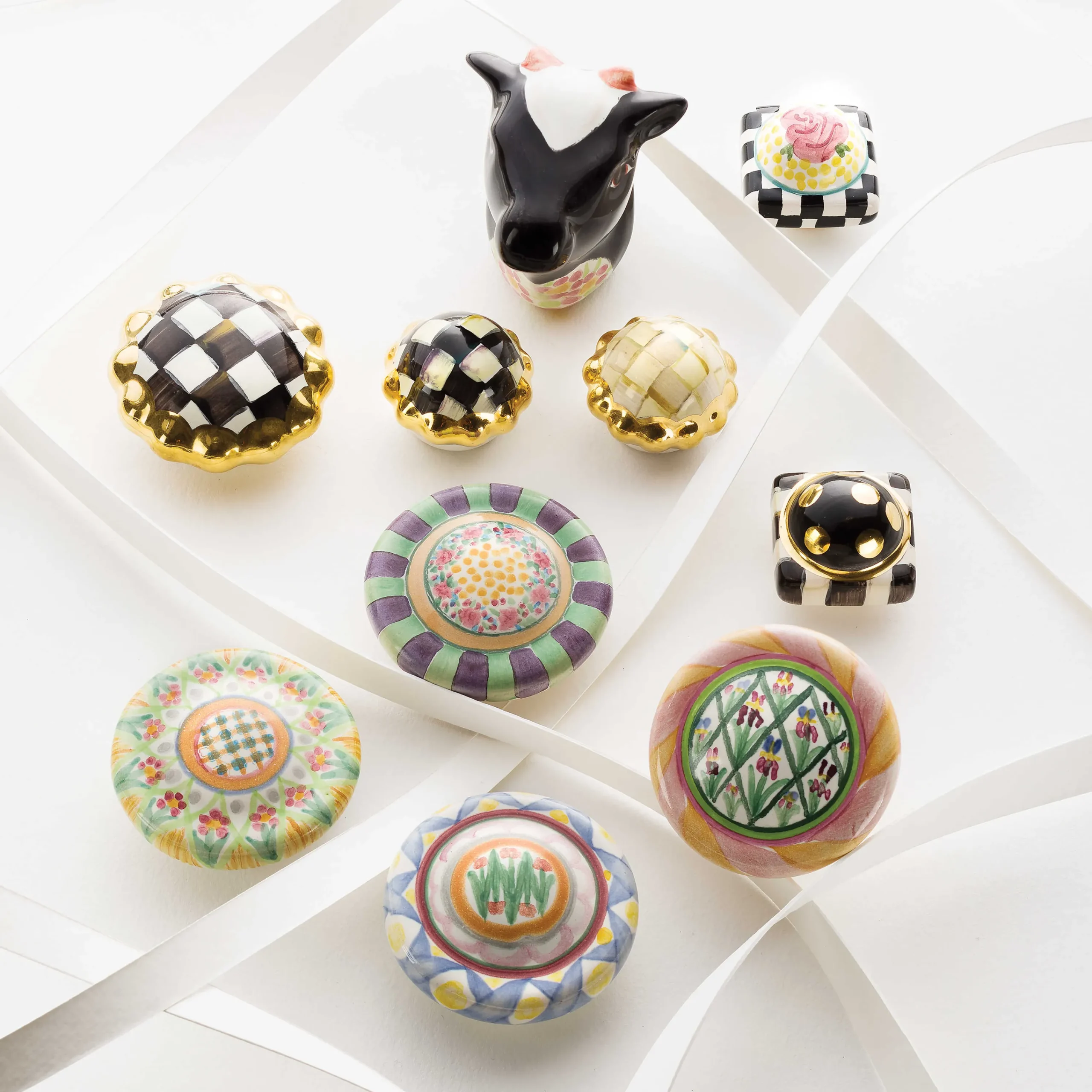 MacKenzie-Childs Courtly Check Petit Four Round Knob| Finishing Touches|Room Accents