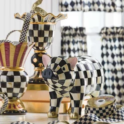 MacKenzie-Childs Courtly Check Pig Figurine| Spring|Room Accents