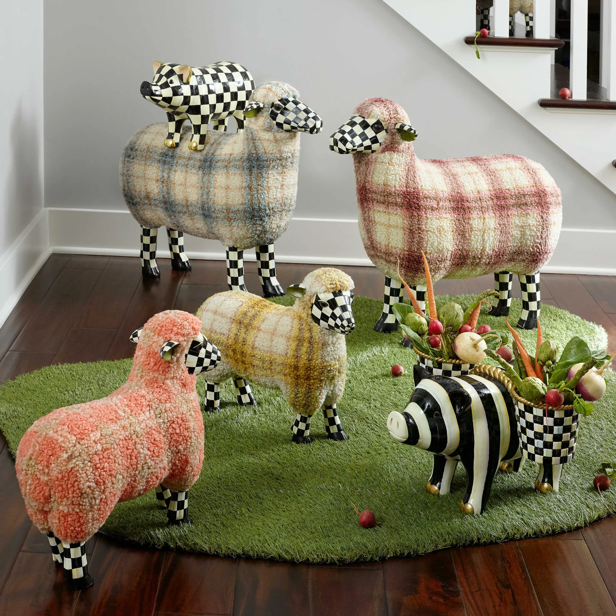 MacKenzie-Childs Courtly Check Pig Figurine| Spring|Room Accents