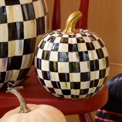 MacKenzie-Childs Courtly Check Pumpkin - Small| Pumpkins|The Halloween Shop