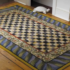 MacKenzie-Childs Courtly Check Purple  Green 5' x 8' Rug| Rugs
