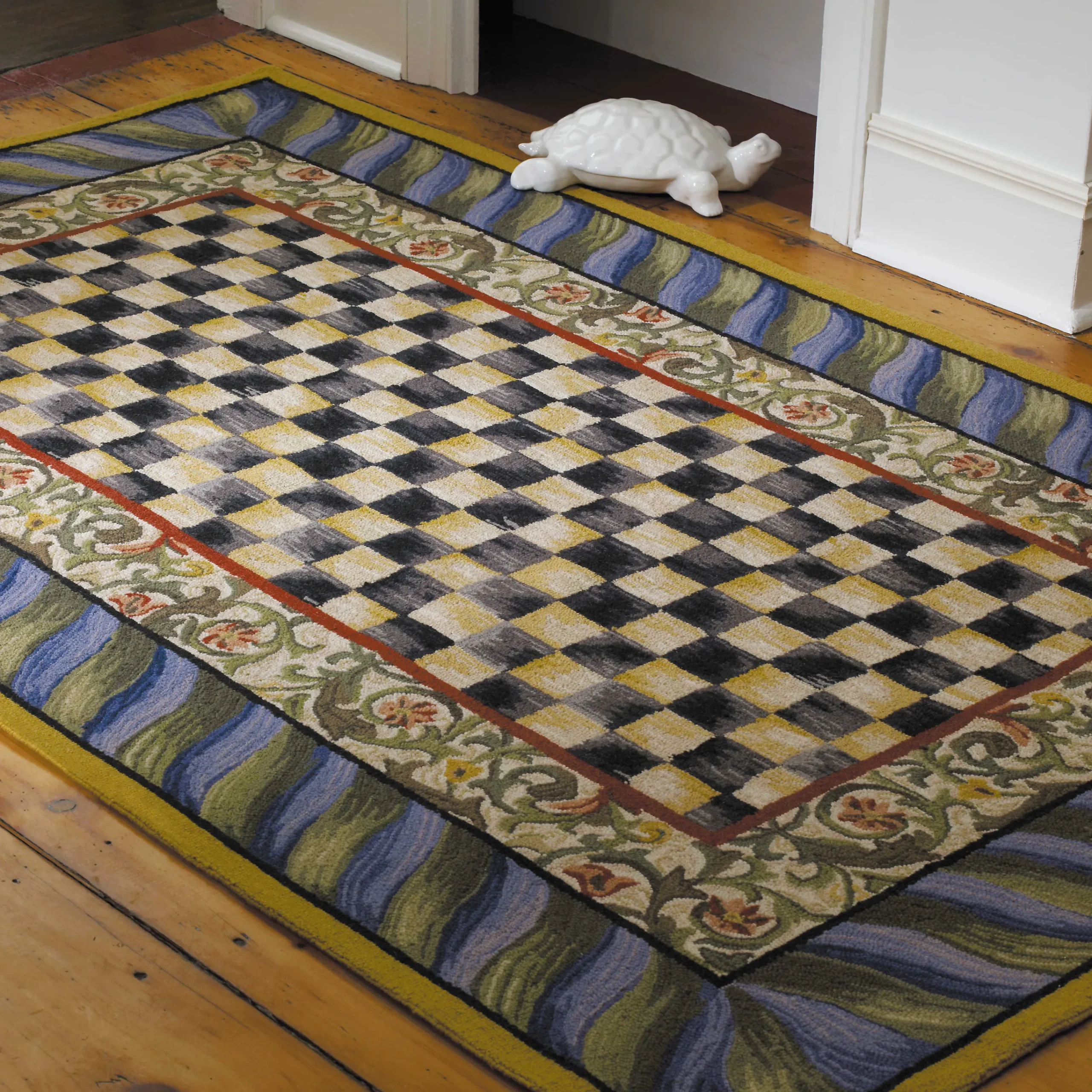 MacKenzie-Childs Courtly Check Purple Green 5' x 8' Rug| Rugs