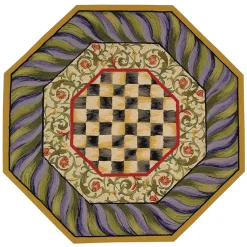MacKenzie-Childs Courtly Check Purple Green 5' Octagon Rug| Rugs