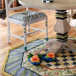 MacKenzie-Childs Courtly Check Purple Green 5' Octagon Rug| Rugs