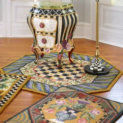 MacKenzie-Childs Courtly Check Purple Green 5' Octagon Rug| Rugs