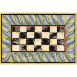 MacKenzie-Childs Courtly Check Purple  Green 2' x 3' Washable Rug| Rugs