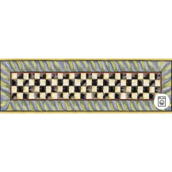 MacKenzie-Childs Courtly Check Purple  Green 2'6 x 8' Washable Runner| Rugs