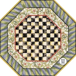 MacKenzie-Childs Courtly Check Purple  Green 6' Octagon Washable Rug| Rugs