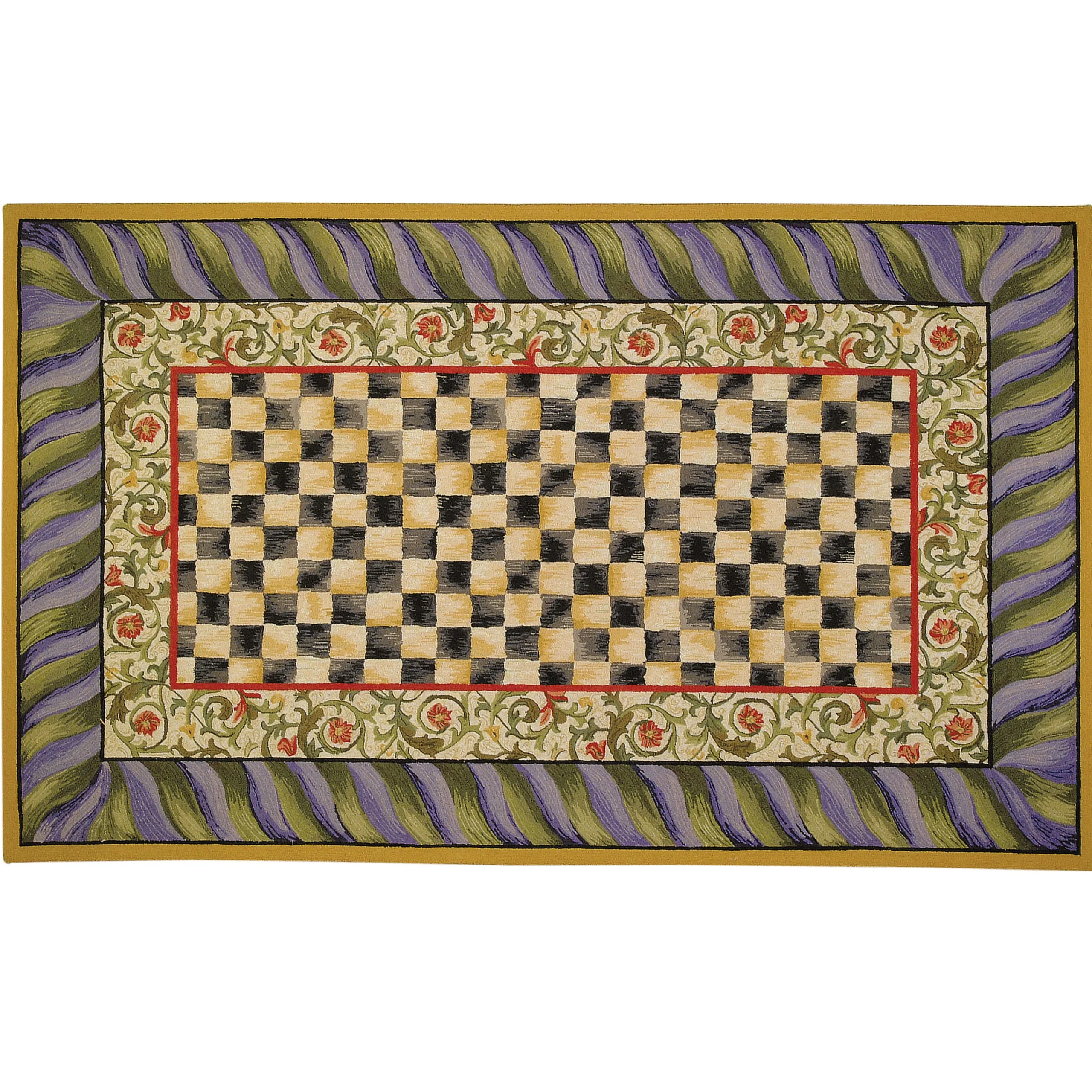 MacKenzie-Childs Courtly Check Purple Green 9' x 12' Rug| Rugs