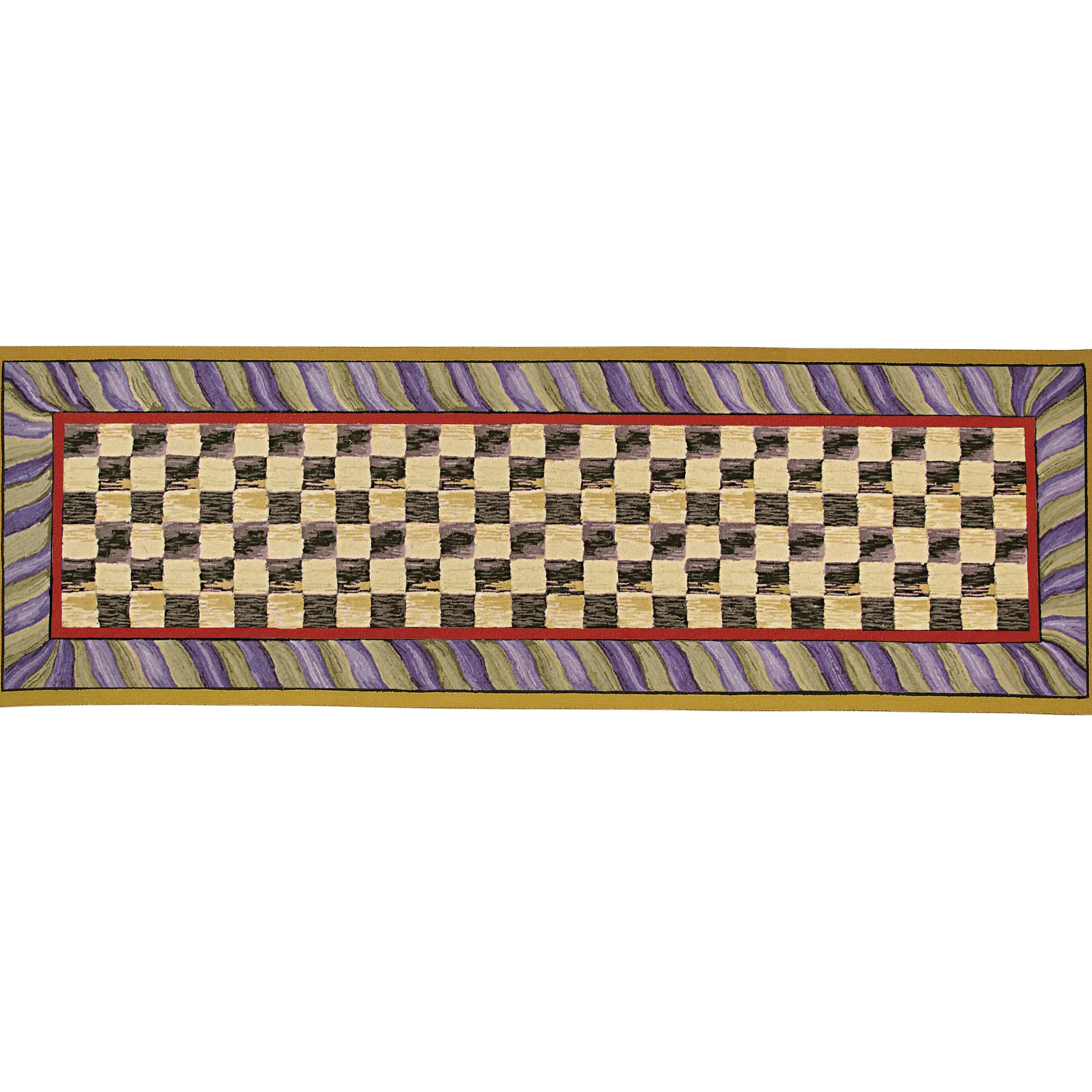 MacKenzie-Childs Courtly Check Purple Green 2'6 x 8' Runner| Rugs