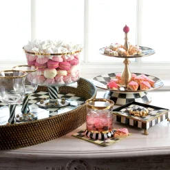 MacKenzie-Childs Courtly Check Rattan Enamel Party Serving Tray| Bar Entertaining|Serveware