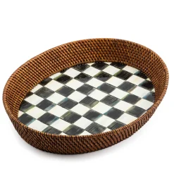 MacKenzie-Childs Courtly Check Rattan Enamel Large Serving Tray| Fall Entertaining|Bar Entertaining