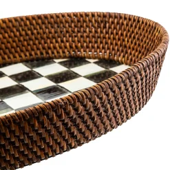MacKenzie-Childs Courtly Check Rattan Enamel Large Serving Tray| Fall Entertaining|Bar Entertaining