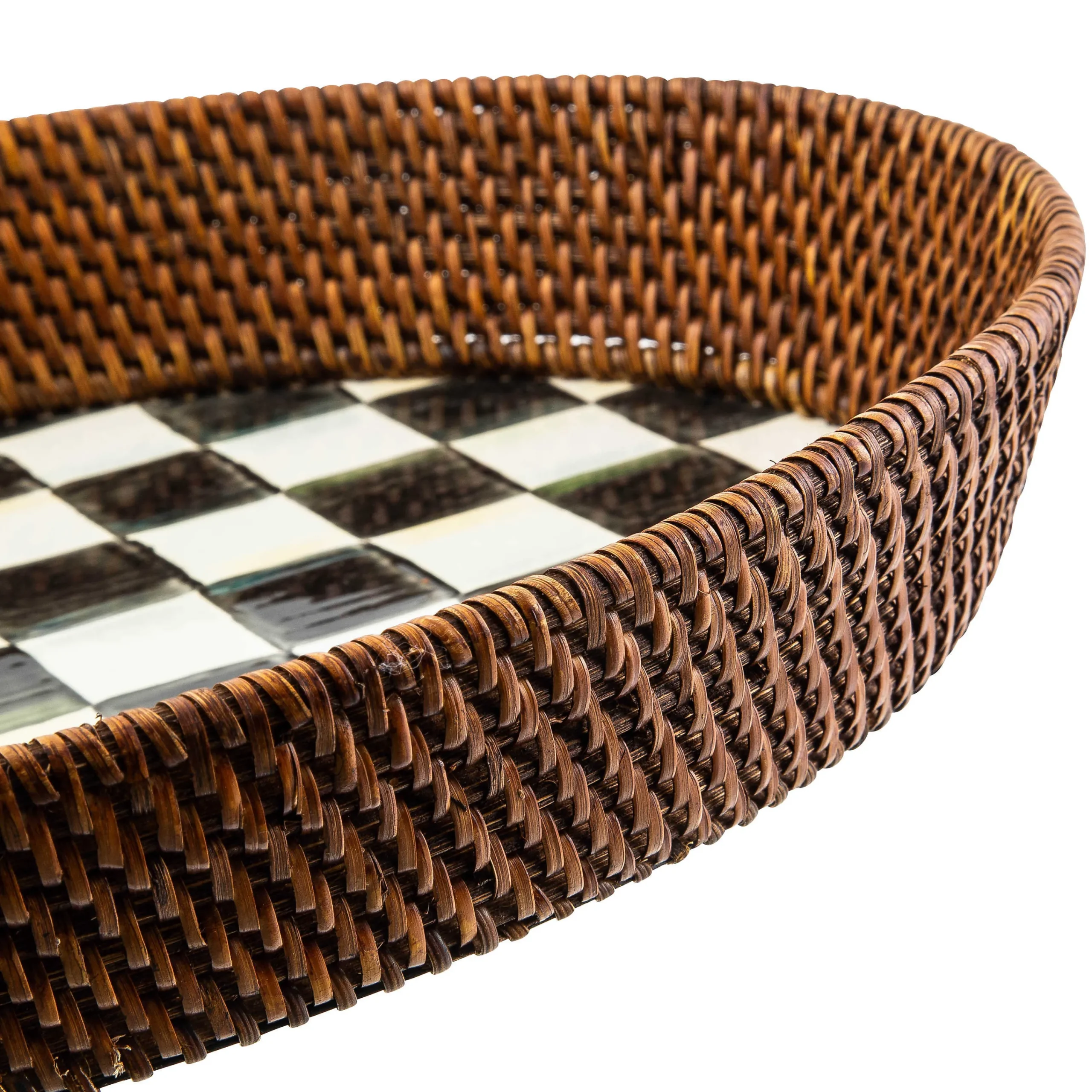 MacKenzie-Childs Courtly Check Rattan Enamel Large Serving Tray| Fall Entertaining|Bar Entertaining
