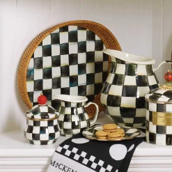 MacKenzie-Childs Courtly Check Rattan Enamel Large Serving Tray| Fall Entertaining|Bar Entertaining