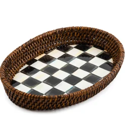 MacKenzie-Childs Courtly Check Rattan Enamel Small Serving Tray| The Coffee Shop|Bar Entertaining