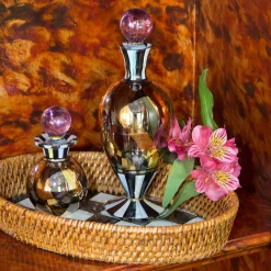 MacKenzie-Childs Courtly Check Rattan  Enamel Small Serving Tray| The Coffee Shop|Bar Entertaining
