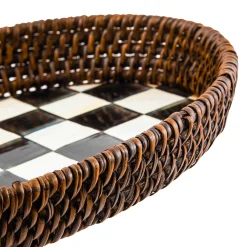 MacKenzie-Childs Courtly Check Rattan  Enamel Small Serving Tray| The Coffee Shop|Bar Entertaining