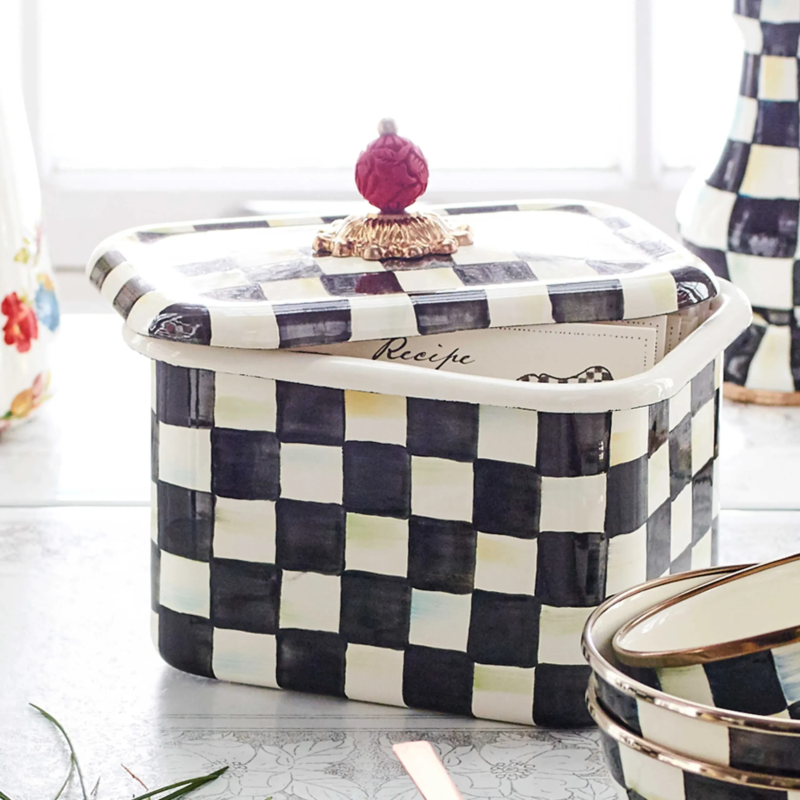 MacKenzie-Childs Courtly Check Recipe Box| Kitchen Storage & Organization