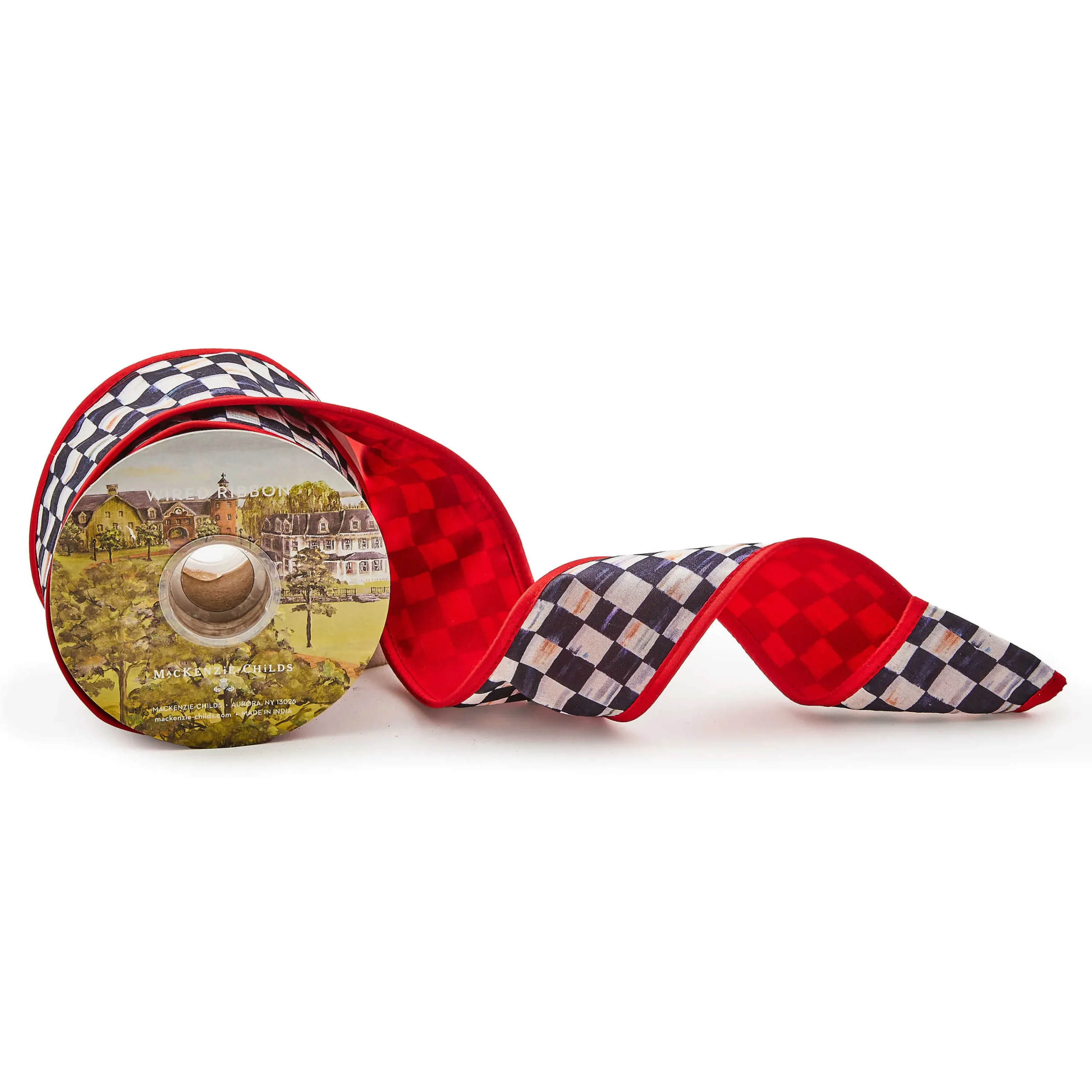 MacKenzie-Childs Courtly Check Red Back 2.5 Ribbon| Finishing Touches