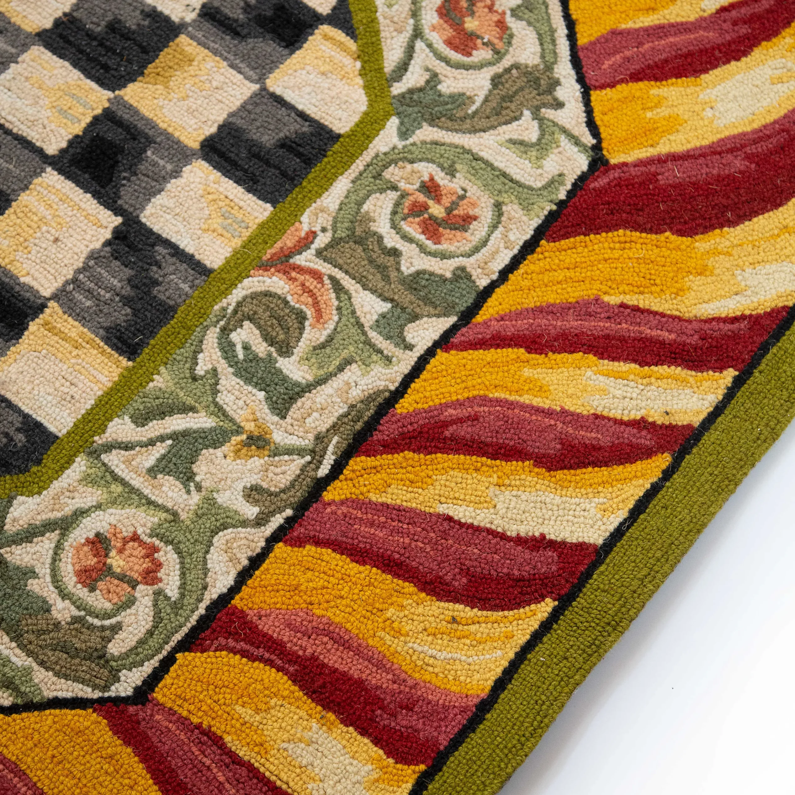 MacKenzie-Childs Courtly Check Red Gold 6' Octagon Rug| Rugs