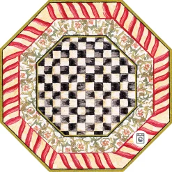 MacKenzie-Childs Courtly Check Red  Gold 6' Octagon Washable Rug| Rugs