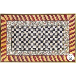 MacKenzie-Childs Courtly Check Red  Gold 5' x 7'6 Washable Rug| Rugs