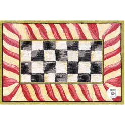 MacKenzie-Childs Courtly Check Red  Gold 2' x 3' Washable Rug| Rugs