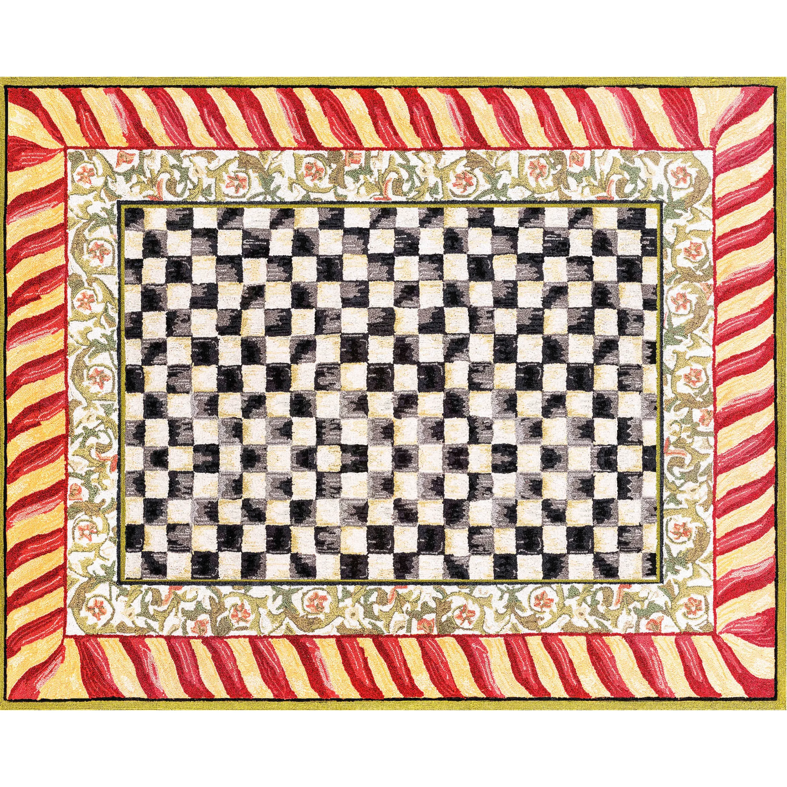 MacKenzie-Childs Courtly Check Red Gold 8' x 10' Washable Rug| Rugs
