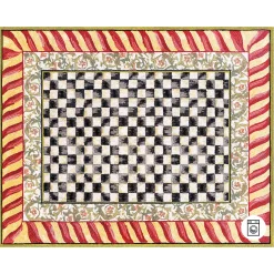 MacKenzie-Childs Courtly Check Red  Gold 8' x 10' Washable Rug| Rugs