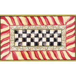 MacKenzie-Childs Courtly Check Red  Gold 3' x 5' Washable Rug| Rugs