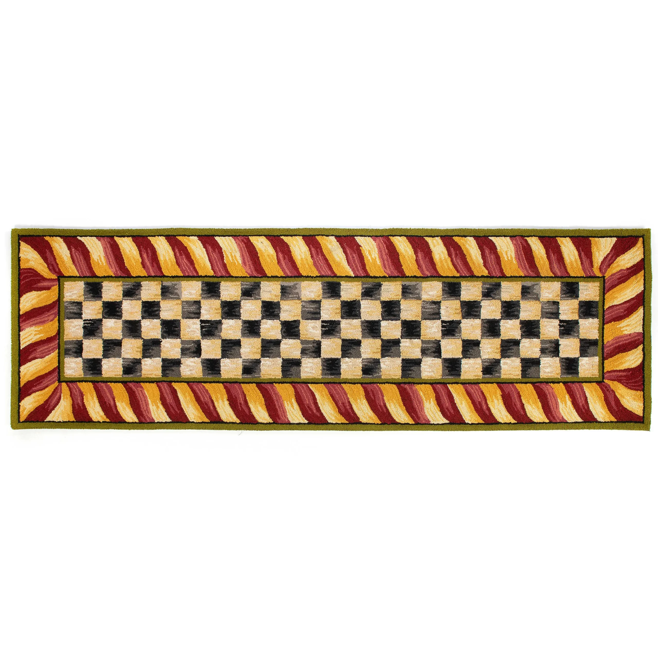 MacKenzie-Childs Courtly Check Red Gold 2'6 x 8' Runner| Rugs