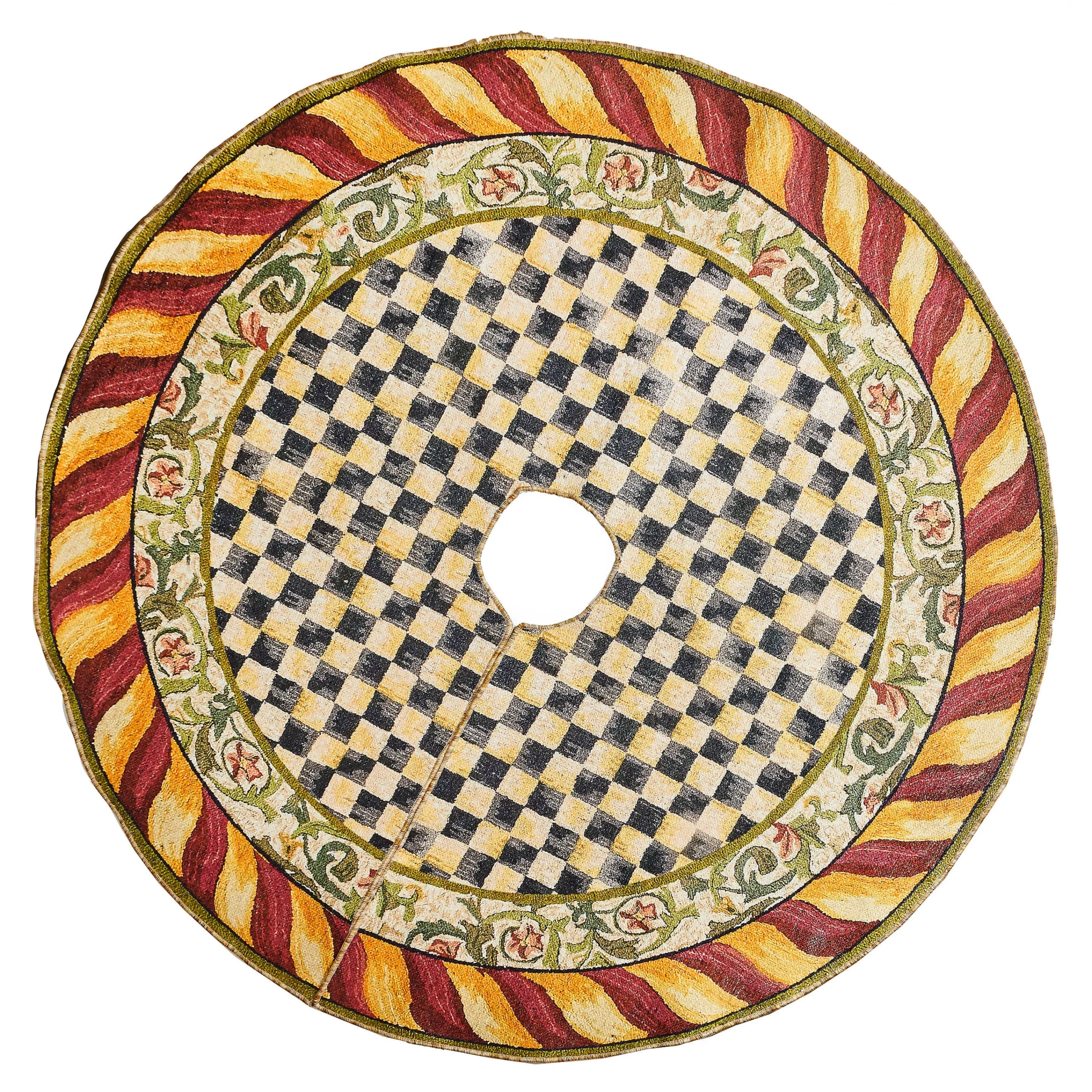 MacKenzie-Childs Courtly Check Red Gold Tree Skirt| Room Accents