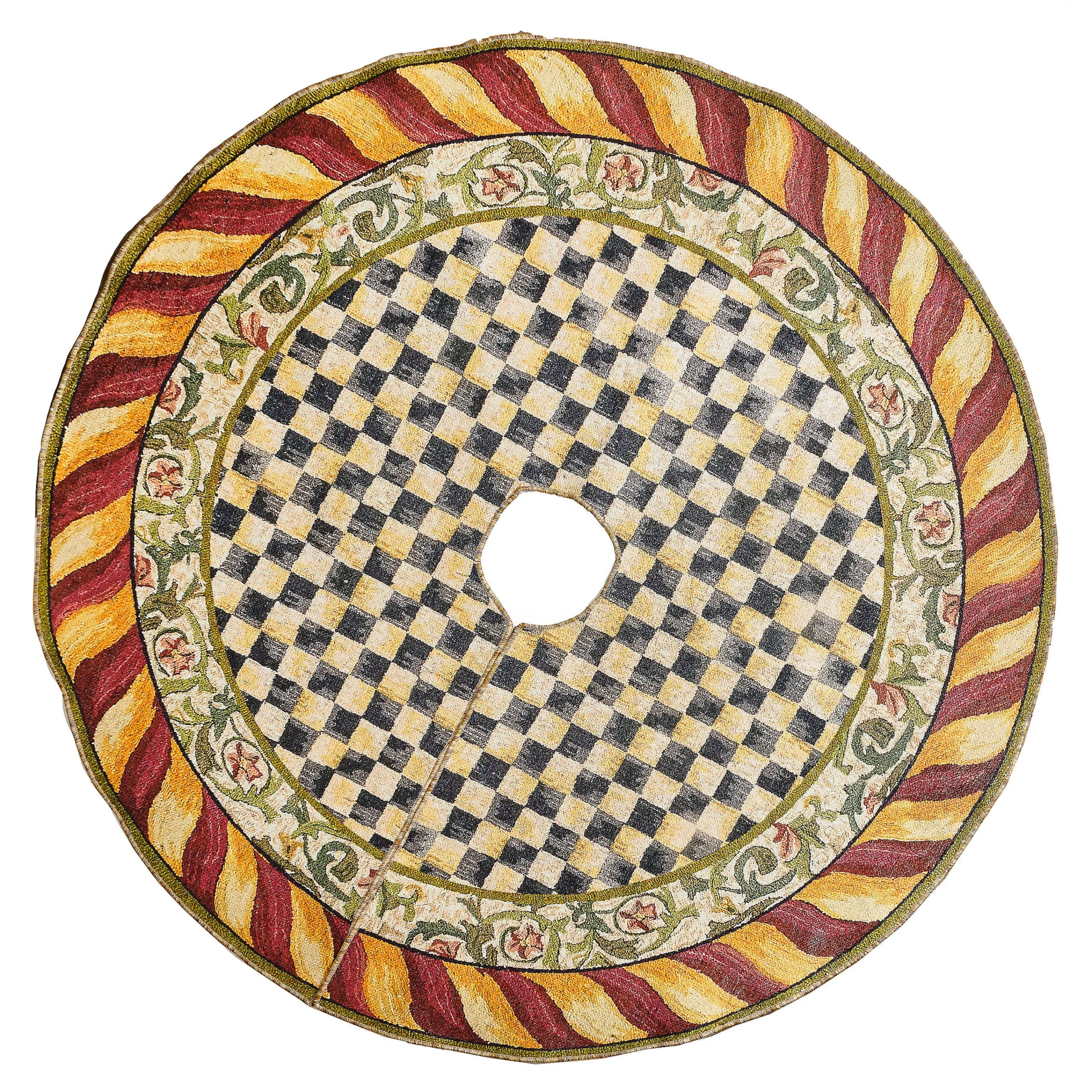 MacKenzie-Childs Courtly Check Red Gold Tree Skirt| Room Accents