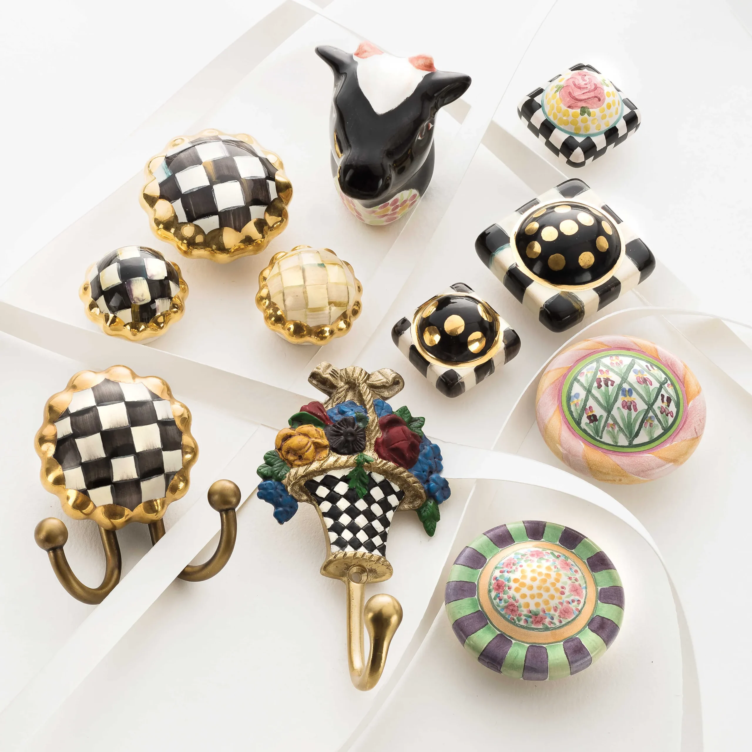 MacKenzie-Childs Courtly Check Round Hook| Finishing Touches|Room Accents