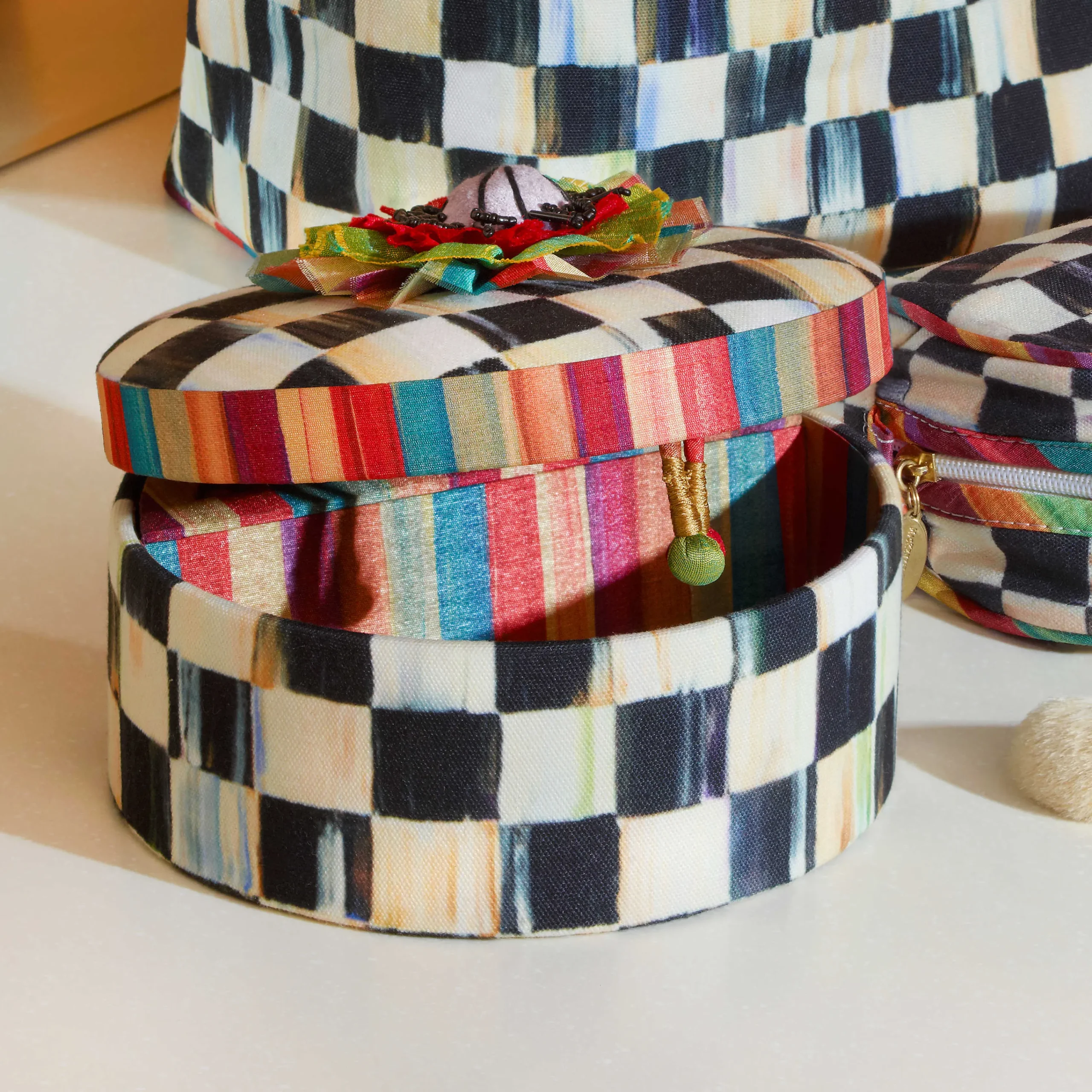 MacKenzie-Childs Courtly Check Round Jewelry Box| Bath & Bath Accessories|Room Accents